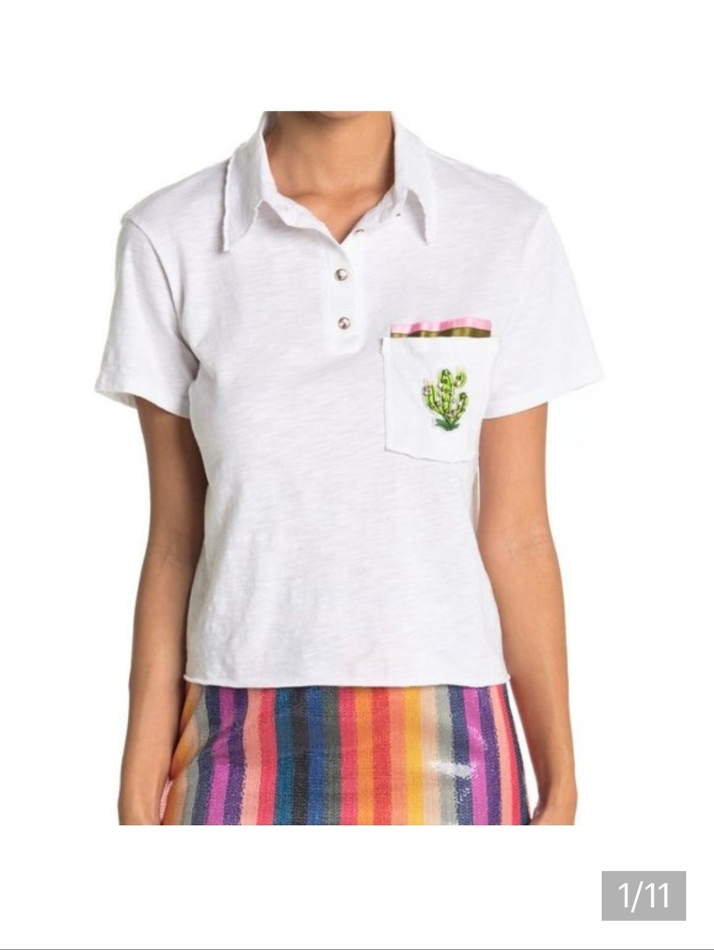 LE SUPERBE Cactus - Hidden Treasure Embellished Cactus Polo Shirt Size L